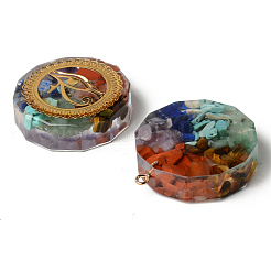 Pendentifs ronds plats en résine époxy&nbsp;G-R478-22C