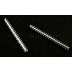 Glass tubulär Perlen, Silber, 31~34x3 mm, Bohrung: 1 mm, ca. 155 Stk. / 50 g