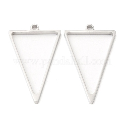 304 Stainless Steel Open Back Bezel Triangle Pendants, For DIY UV Resin, Epoxy Resin, Pressed Flower Jewelry, Stainless Steel Color, 37x23x3mm, Hole: 2.2mm, Inner Diameter: 29.5x20mm