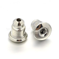 Iron Ear Nuts, Earring Backs, Silver, 6x5mm, Hole: 1mm