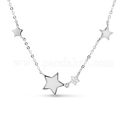 Shegrace tendencia caliente 925 collar de plata esterlina, con estrellas de esmalte, Platino, 15.7 pulgada (40 cm)