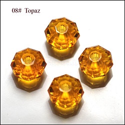 Imitazione branelli di cristallo austriaco, grado aaa, sfaccettato, ottagono, arancione, 6x4mm, Foro: 0.7~0.9 mm