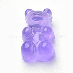 Cabochons en résine translucide, ours, support violet, 18.5x11x7mm