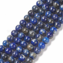 Natürliche Lapislazuli runde Perlen Stränge, 4 mm, Bohrung: 0.8 mm, ca. 89 Stk. / Strang, 15.5 Zoll