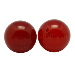 Natürliche Karneolperlen, Hälfte gebohrt, Runde, gefärbt, rot, Größe: ca. 6mm Durchmesser, Bohrung: 0.8 mm