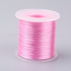 Cadena japonesa de cristal elástico plano, Hilo de cuentas elástico, para hacer la pulsera elástica, rosa perla, 0.5mm, alrededor de 328.08 yarda (300 m) / rollo
