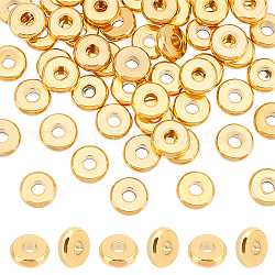 UNICRAFTALE 50pcs 8mm Golden Donut Spacer Beads Stainless Steel Rondelle Disc Loose Beads Necklace Bracelet Flat Round Metal Beads for Jewelry Making