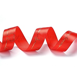 Polyesterbänder, einseitig bedruckt, Herzschlag & Wort liebe dich Muster, für DIY Geschenkverpackung, rot, 1 Zoll (26 mm), etwa 50 Meter / Rolle (45 m / Rolle)