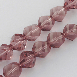 Chapelets de perles en verre, facette, torsion, vieille rose, 8x7~8x8mm, trou : 1 mm ; environ 72 pièces/fil ; 21.5 pouces
