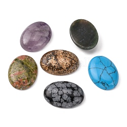 Cabochons en pierres gemmes, ovale, pierre mixte, 30x22x5mm