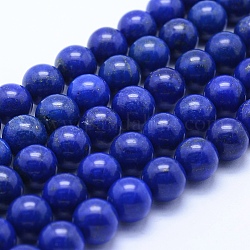 Natural Lapis Lazuli Beads Strands, Grade AA, Round, 10mm, Hole: 1mm, about 39pcs/strand, 15.7 inch(40cm)