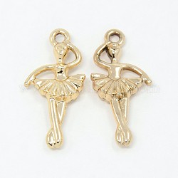 Nickel Free & Lead Free Golden Alloy Pendants, Long-Lasting Plated, Ballet Dancer, 27x13x4mm, Hole: 1mm