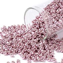 Toho perles de rocaille rondes, Perles de rocaille japonais, (571) or rose galvanisé, 8/0, 3mm, Trou: 1mm, environ 222 pcs/10 g