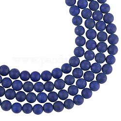 Brins de perles de lapis-lazuli synthétiques arricraft, ronde, mat, teinte, 8mm, Trou: 1mm, Environ 47 pcs/chapelet, 15.5 pouce (39.37 cm), 2 brins / boîte