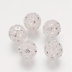 Brass Cubic Zirconia Beads, Filigree Ball, Filigree, Round, Silver Color Plated, 10mm, Hole: 1mm