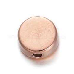 304 perline in acciaio inossidabile, rotondo e piatto, oro roso, 12x12x5.5mm, Foro: 2.3 mm
