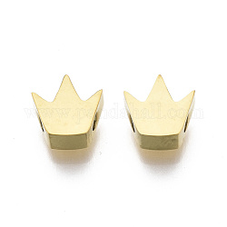 304 Stainless Steel Beads, Crown, Golden, 7.5x7.5x3mm, Hole: 1.8mm