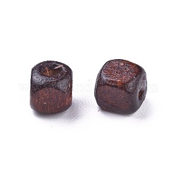 Perles en bois naturel teint, cube, bien pour la fabrication de collier de jour pour enfants, sans plomb, brun coco, 5mm, Trou: 1.5mm, environ 930 pcs/50 g