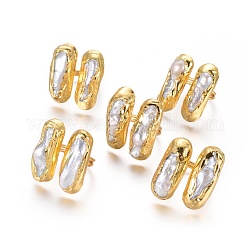 Bagues de manchette réglables en perles, avec les accessoires en laiton, or, Taille: 8, 17.5~18mm