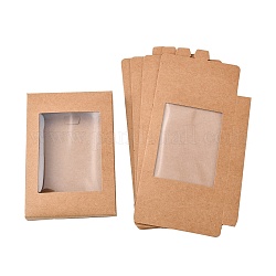 Boîte de papier kraft créative pliable, boîtes de faveur de mariage, boîte de faveur, boîte cadeau en papier, avec fenêtre transparente, rectangle, chameau, boîte: 12.5x8.5x1.5cm