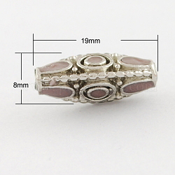 Handmade Indonesia Beads, with Alloy Cores, Triangle, Antique Silver, Rosy Brown, 19x8x8mm, Hole: 2mm