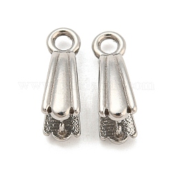 304 Stainless Steel Pendant Pinch Bails, Ice Pick Pinch Bails, Stainless Steel Color, 14x5mm, Hole: 2mm, Pin: 0.7mm
