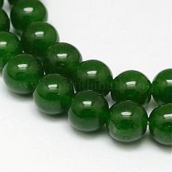 Taiwan naturel brins de perles de jade, teinte, ronde, vert foncé, 8mm, Trou: 1mm, Environ 48 pcs/chapelet, 15.5 pouce