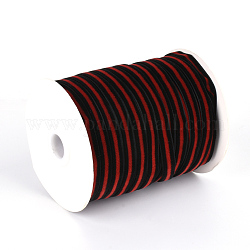 Single Face Velvet Ribbon, Stripe Ribbon, Two Tone, Black & Red, 5/8 inch(16mm), about 50yards/roll(45.72m/roll)
