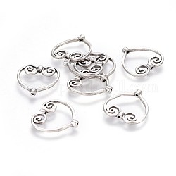 Perline in lega stile tibetano,  piombo & nichel & cadmio libero, cuore, Tailandia placcata in argento sterling, 20x20x3mm, Foro: 1 mm