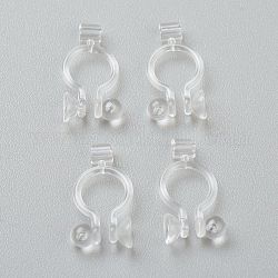 Plastic Clip-on Earring Findings, for Non-pierced Ears, Clear, 14x7.5x1.2mm, Hole: 0.9mm