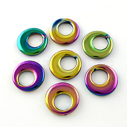 Non magnetici ciondoli ematite sintetici, mezzo forato, grado a, multicolore placcato, ciambella, multicolore placcato, 29x4mm, Foro perforata metà: 1 mm