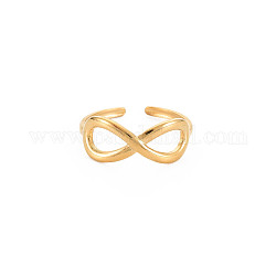Revestimiento de iones (ip) 304 anillo hueco infinito abierto de acero inoxidable para mujer, sin níquel, real 18k chapado en oro, nosotros tamaño 8 (18.1 mm)