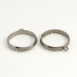 Loop Ring Bases, Lead Free, Cadmium Free and Nickel Free, Adjustable, Gunmetal, Size: about 19mm in diameter, 17mm inner diameter, 1mm thick, Loop: about 2mm