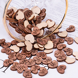 Wooden Heart Cabochons, with Words Mr Mrs, for Craft Home Wedding Party Decorations, Bisque, 1.2cm