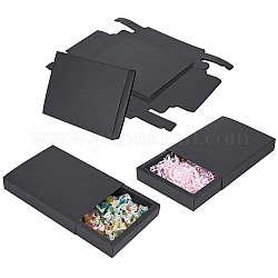 Крафт-бумага складной коробки, ящик с ящиком, прямоугольные, чёрные, готовый продукт: 20x15x3 см