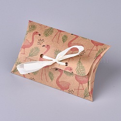 Бумажная подушка, с лентой, подарочные коробки, Фламинго, красочный, 123x76x25 мм