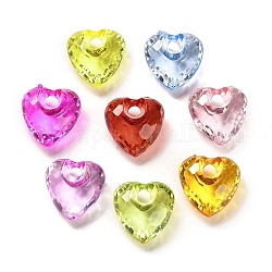 Ciondoli arilico trasparente, cuore, colore misto, 17x16x8.5mm, Foro: 4 mm, su: 462 pc / 500 g