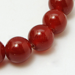 Natürlichen Karneol-Perlen Stränge, gefärbt, Klasse A, dunkelrot, Runde, 10 mm, ca. 39 Stk. / Strang, 15 Zoll
