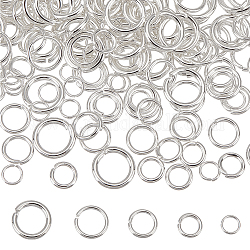 Unicraftale 200 Stück 5 Stile 304 Edelstahl-Sprungringe, offene Ringe springen, runden Ring, Edelstahl Farbe, 4~8x0.5~1.2 mm, Innendurchmesser: 3~5.7 mm, 40pcs / style
