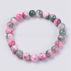 Armband aus natürlichem Jade-Perlen-Stretch, gefärbt, Runde, hellviolettrot, 2 Zoll (5 cm), Perlen: 10 mm