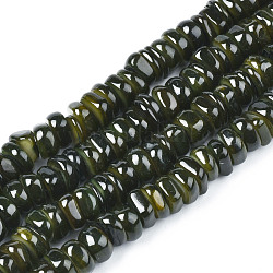 Chapelets de perles de coquille de trochid / trochus coquille, teinte, plat rond, vert olive foncé, 5~10x1~7mm, Trou: 1mm, Environ 94 pcs/chapelet, 14.96'' (38 cm)