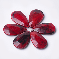 Ciondoli acrilico, stile gemstone imitato, lacrima, rosso, 48x28x9mm, Foro: 2 mm, circa 68pcs/500g
