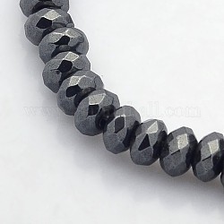 Chapelets de perles en hématite synthétique sans magnétiques, facettes rondelle, noir plaqué, 6x4mm, Trou: 1mm, Environ 102 pcs/chapelet, 15.7 pouce