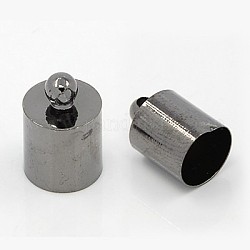 Brass Cord Ends, End Caps, Gunmetal, 13x9mm, Hole: 1mm, Inner Diameter: 8mm