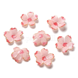 Chapeau de perle de fleur, pour le bricolage fabrication de bijoux, rose, 25~28x5~7mm, Trou: 0.9~1mm