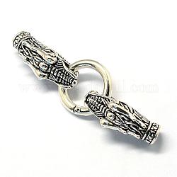 Anillos de puerta de resorte de aleación, o anillos, con los extremos del cordón, dragón, plata antigua, 6 calibre, 80mm