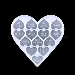 Moules à pendentif en silicone pour la saint-valentin, cœur avec mot, bricolage, moules de résine, pour la résine UV, fabrication de bijoux en résine époxy, blanc, 95x92x5mm