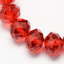 Fatto a mano imitare perle di vetro rondelle sfaccettate di cristallo austriaco, rosso, 12x8mm, Foro: 1 mm, circa 72pcs/filo