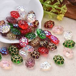 Perles de verre tchèques, couleur ab plaqué / couleur incrustation or, raisin, couleur mixte, 14x10.5~11x6.5~7mm, Trou: 1mm, environ 117pcs ~ 123pcs / bag