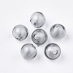 Perles de verre soufflées faites à la main, ronde, gris foncé, 14x14mm, Trou: 1~2mm